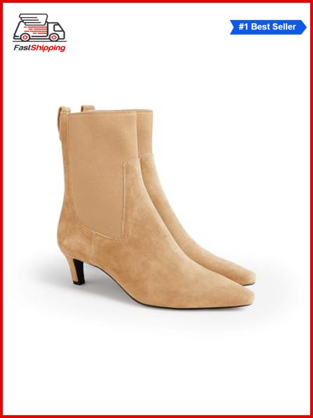 ✨ Pointed Toe Kitten Heel Ankle Boots Faux Suede Slip On Booties for Women